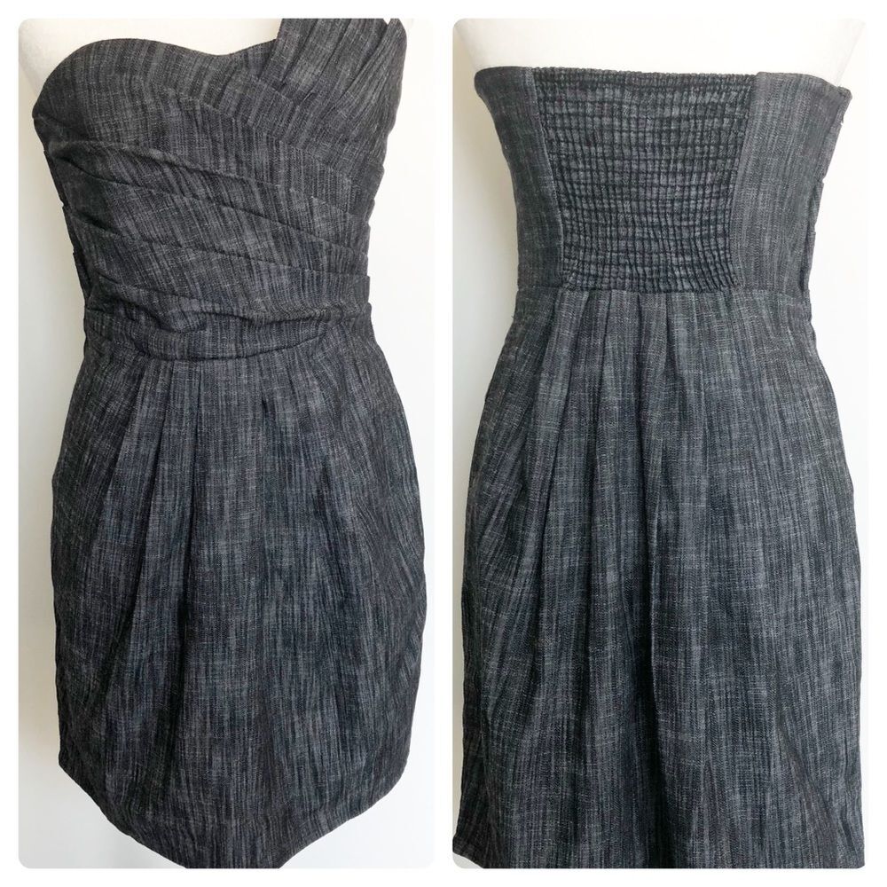 Ixia brand Origami Strapless Black Denim Pinup Retro Dress - NWOT